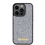 Apple iPhone 15 Pro Kılıf Guess Orjinal Lisanslı Taşlı Arka Yüzey Metal Yazı Logolu Kapak