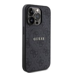 Apple iPhone 15 Pro Kılıf Guess Orjinal Lisanslı M-safe Şarj Özellikli PU Halkalı 4G Desenli Yazı Logolu Kapak