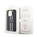Apple iPhone 15 Pro Kılıf Guess Orjinal Lisanslı M-safe Şarj Özellikli 4G Şerit Tasarımlı Printed Kapak