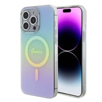 Apple iPhone 15 Pro Kılıf Guess Orjinal Lisanslı M-safe Şarj Özellikli Yazı Logolu Iridescent Kapak