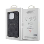 Apple iPhone 15 Pro Kılıf Guess Orjinal Lisanslı M-safe Şarj Özellikli PU Halkalı 4G Desenli Yazı Logolu Kapak