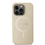 Apple iPhone 15 Pro Kılıf Guess Orjinal Lisanslı M-safe Şarj Özellikli Yazı Logolu Saffiano Kapak