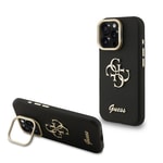 Apple iPhone 15 Pro Kılıf Guess Orjinal Lisanslı Grained Yazı Logolu Kamera Standlı Kapak