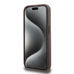 Apple iPhone 15 Pro Kılıf Guess Orjinal Lisanslı M-safe Şarj Özellikli PU Üçgen Logo 4G Desenli Kapak