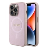 Apple iPhone 15 Pro Kılıf Guess Orjinal Lisanslı M-safe Şarj Özellikli Yazı Logolu Saffiano Kapak