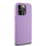Apple iPhone 15 Pro Kılıf Guess Orjinal Lisanslı M-safe Şarj Özellikli Yazı Logolu Saffiano Kapak