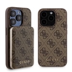 Apple iPhone 15 Pro Kılıf Guess Orjinal Lisanslı M-safe Şarj Özellikli Yazı Logolu 4G Desenli Kapak + Powerbank 5000mAh 2in1 Set