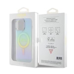 Apple iPhone 15 Pro Kılıf Guess Orjinal Lisanslı M-safe Şarj Özellikli Yazı Logolu Iridescent Kapak