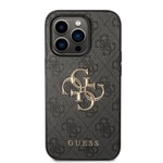 Apple iPhone 15 Pro Kılıf Guess Orjinal Lisanslı PU Deri Yazı ve 4G Metal Logolu Desenli Kapak