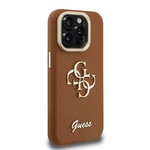 Apple iPhone 15 Pro Kılıf Guess Orjinal Lisanslı Grained Yazı Logolu Kamera Standlı Kapak