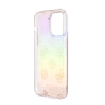 Apple iPhone 15 Pro Kılıf Guess Orjinal Lisanslı Desenli Yazı Logolu Askı İpli Holografik Glitter Peony Kapak
