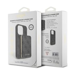Apple iPhone 15 Pro Kılıf Guess Orjinal Lisanslı M-safe Şarj Özellikli Yazı Logolu 4G Desenli Kapak + Powerbank 5000mAh 2in1 Set