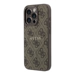Apple iPhone 15 Pro Kılıf Guess Orjinal Lisanslı M-safe Kabartmalı 4G Desenli Yazı Logolu Kapak