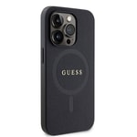 Apple iPhone 15 Pro Kılıf Guess Orjinal Lisanslı M-safe Şarj Özellikli Yazı Logolu Saffiano Kapak