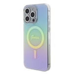 Apple iPhone 15 Pro Kılıf Guess Orjinal Lisanslı M-safe Şarj Özellikli Yazı Logolu Iridescent Kapak