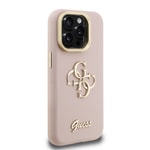 Apple iPhone 15 Pro Kılıf Guess Orjinal Lisanslı Grained Yazı Logolu Kamera Standlı Kapak