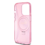 Apple iPhone 15 Pro Kılıf Guess Orjinal Lisanslı M-safe Şarj Özellikli Simli Arka Yüzey Ring Standlı Kapak