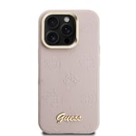 Apple iPhone 15 Pro Kılıf Guess Orjinal Lisanslı M-safe Şarj Özellikli Sıcak Baskılı Yazı Logolu Kamera Standlı PU Deri Peony Kapak