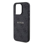 Apple iPhone 15 Pro Kılıf Guess Orjinal Lisanslı M-safe Şarj Özellikli PU Halkalı 4G Desenli Yazı Logolu Kapak