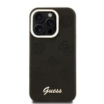 Apple iPhone 15 Pro Kılıf Guess Orjinal Lisanslı M-safe Şarj Özellikli Sıcak Baskılı Yazı Logolu Kamera Standlı PU Deri Peony Kapak