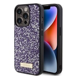 Apple iPhone 15 Pro Kılıf Guess Orjinal Lisanslı Taşlı Arka Yüzey Metal Yazı Logolu Kapak