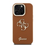 Apple iPhone 15 Pro Kılıf Guess Orjinal Lisanslı Grained Yazı Logolu Kamera Standlı Kapak