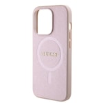 Apple iPhone 15 Pro Kılıf Guess Orjinal Lisanslı M-safe Şarj Özellikli Yazı Logolu Saffiano Kapak