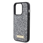Apple iPhone 15 Pro Kılıf Guess Orjinal Lisanslı Taşlı Arka Yüzey Metal Yazı Logolu Kapak