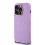 Apple iPhone 15 Pro Kılıf Guess Orjinal Lisanslı M-safe Şarj Özellikli Yazı Logolu Saffiano Kapak