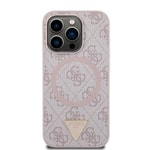 Apple iPhone 15 Pro Kılıf Guess Orjinal Lisanslı M-safe Şarj Özellikli PU Üçgen Logo 4G Desenli Kapak
