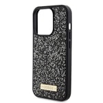 Apple iPhone 15 Pro Kılıf Guess Orjinal Lisanslı Taşlı Arka Yüzey Metal Yazı Logolu Kapak