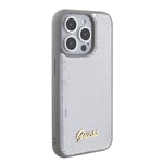 Apple iPhone 15 Pro Kılıf Guess Orjinal Lisanslı Pullu Arka Yüzey Metal Yazı Logolu Sequin Script Kapak