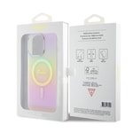 Apple iPhone 15 Pro Kılıf Guess Orjinal Lisanslı M-safe Şarj Özellikli Yazı Logolu Iridescent Kapak