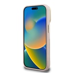 Apple iPhone 15 Pro Kılıf Guess Orjinal Lisanslı M-safe Şarj Özellikli Sıcak Baskılı Yazı Logolu Kamera Standlı PU Deri Peony Kapak