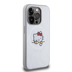 Apple iPhone 15 Pro Kılıf Hello Kitty Orjinal Lisanslı M-safe Şarj Özellikli Baskı Logolu Uyuyan Kitty Deri Kapak