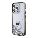 Apple iPhone 15 Pro Kılıf Karl Lagerfeld Choupette Sıvılı Glitter Orjinal Lisanslı Kapak