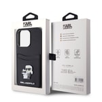 Apple iPhone 15 Pro Kılıf Karl Lagerfeld Orjinal Lisanslı Metal Logo Kartlıklı Saffiano Kapak