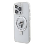 Apple iPhone 15 Pro Kılıf Karl Lagerfeld Orjinal Lisanslı M-safe Şarj Özellikli K&C İkonik Baskılı Ring Standlı Kapak
