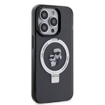 Apple iPhone 15 Pro Kılıf Karl Lagerfeld Orjinal Lisanslı M-safe Şarj Özellikli K&C İkonik Baskılı Ring Standlı Kapak