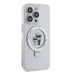 Apple iPhone 15 Pro Kılıf Karl Lagerfeld Orjinal Lisanslı M-safe Şarj Özellikli K&C İkonik Baskılı Ring Standlı Kapak