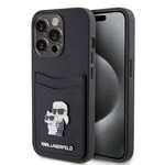 Apple iPhone 15 Pro Kılıf Karl Lagerfeld Orjinal Lisanslı Metal Logo Kartlıklı Saffiano Kapak