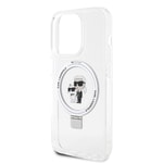 Apple iPhone 15 Pro Kılıf Karl Lagerfeld Orjinal Lisanslı M-safe Şarj Özellikli K&C İkonik Baskılı Ring Standlı Kapak