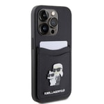 Apple iPhone 15 Pro Kılıf Karl Lagerfeld Orjinal Lisanslı Metal Logo Kartlıklı Saffiano Kapak