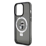 Apple iPhone 15 Pro Kılıf Karl Lagerfeld Orjinal Lisanslı M-safe Şarj Özellikli K&C İkonik Baskılı Ring Standlı Kapak