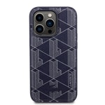 Apple iPhone 15 Pro Kılıf Lacoste Orjinal Lisanslı M-safe Şarj Özellikli PU Deri Görünümlü Karışık Monogram Desenli Kapak