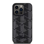 Apple iPhone 15 Pro Kılıf Lacoste Orjinal Lisanslı M-safe Şarj Özellikli PU Deri Görünümlü Kartlıklı Karışık Monogram Desenli Kapak