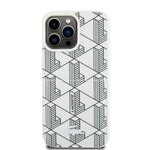Apple iPhone 15 Pro Kılıf Lacoste Orjinal Lisanslı M-safe Şarj Özellikli PU Deri Görünümlü Kartlıklı Karışık Monogram Desenli Kapak