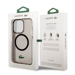 Apple iPhone 15 Pro Kılıf Lacoste Orjinal Lisanslı M-safe Şarj Özellikli Transparan Timsah Logo Baskılı Kapak