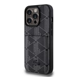 Apple iPhone 15 Pro Kılıf Lacoste Orjinal Lisanslı M-safe Şarj Özellikli PU Deri Görünümlü Kartlıklı Karışık Monogram Desenli Kapak