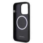 Apple iPhone 15 Pro Kılıf Lacoste Orjinal Lisanslı M-safe Şarj Özellikli PU Deri Görünümlü Karışık Monogram Desenli Kapak